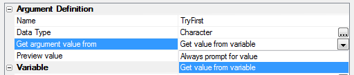 Setting 'Get Argument value from'